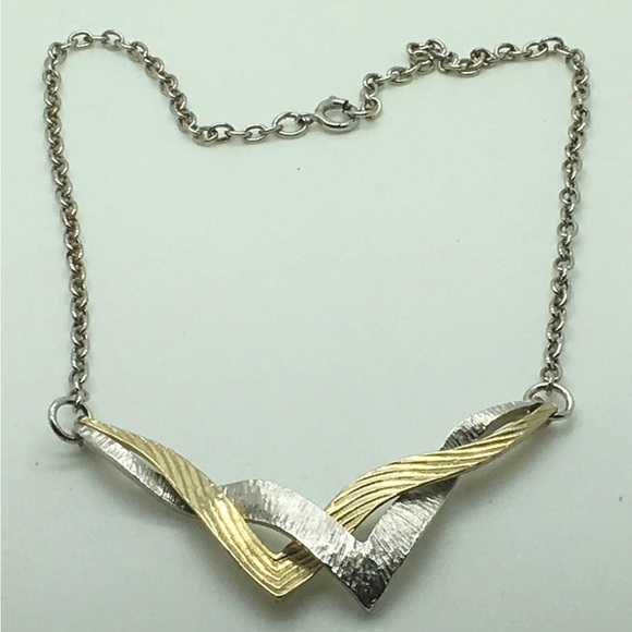 Vintage Michele Lynn Choker Necklace. Silver & Gold Tone. 15 “. 1970’s - Picture 4 of 5